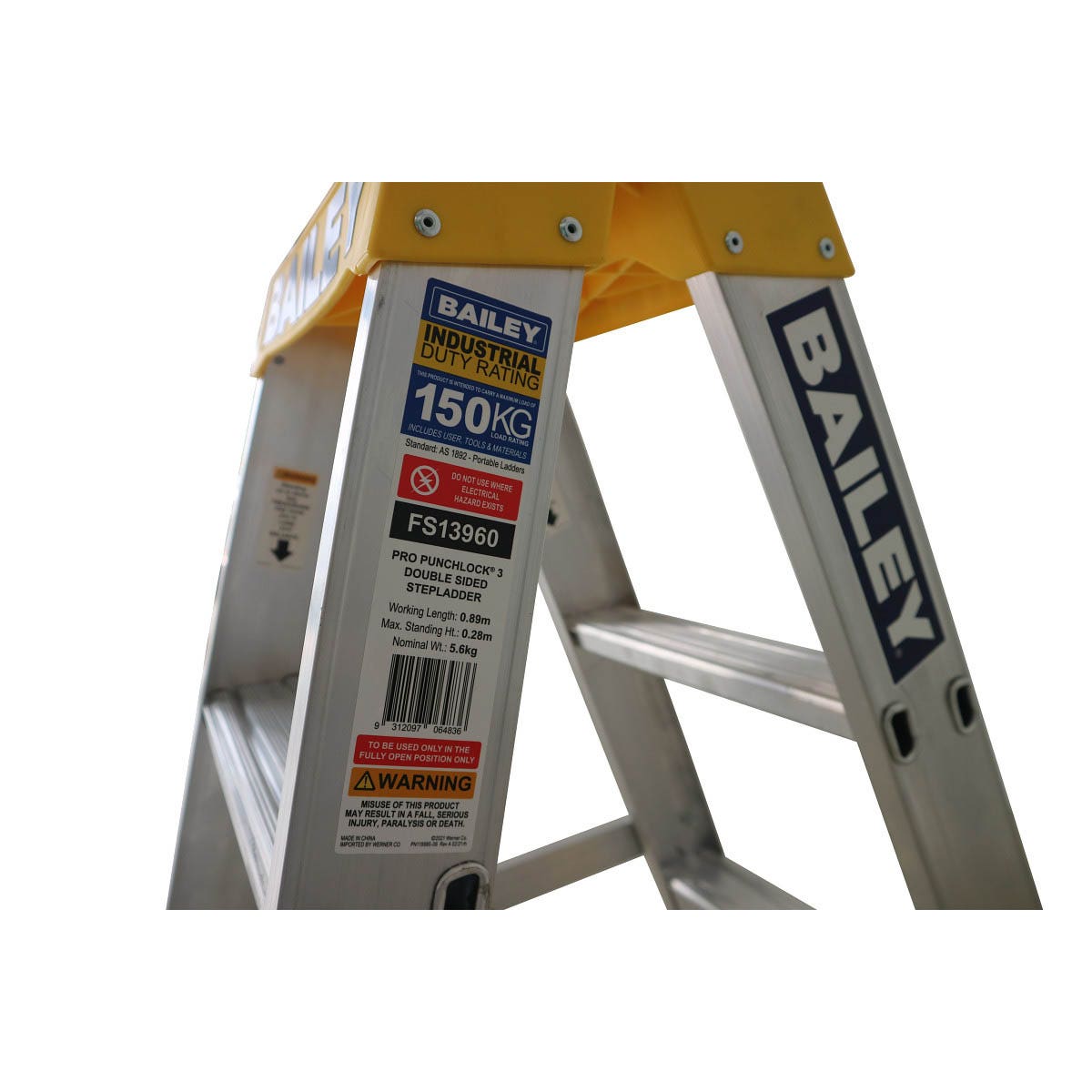 BAILEY Pro Aluminum Double Sided Ladder 3 FS13960