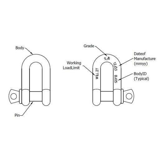 BEAVER 13mm x 16mm Hot Dipped Galvanised Screw Pin Dee Shackles 241313P