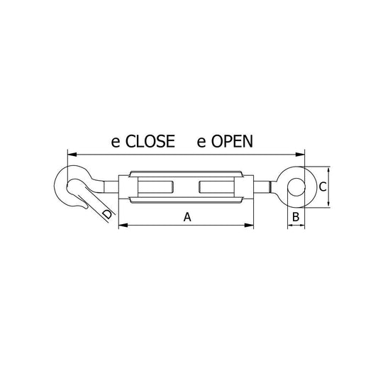 BEAVER 23mm Hook and Eye Commercial Galvanised Turnbuckles 323223