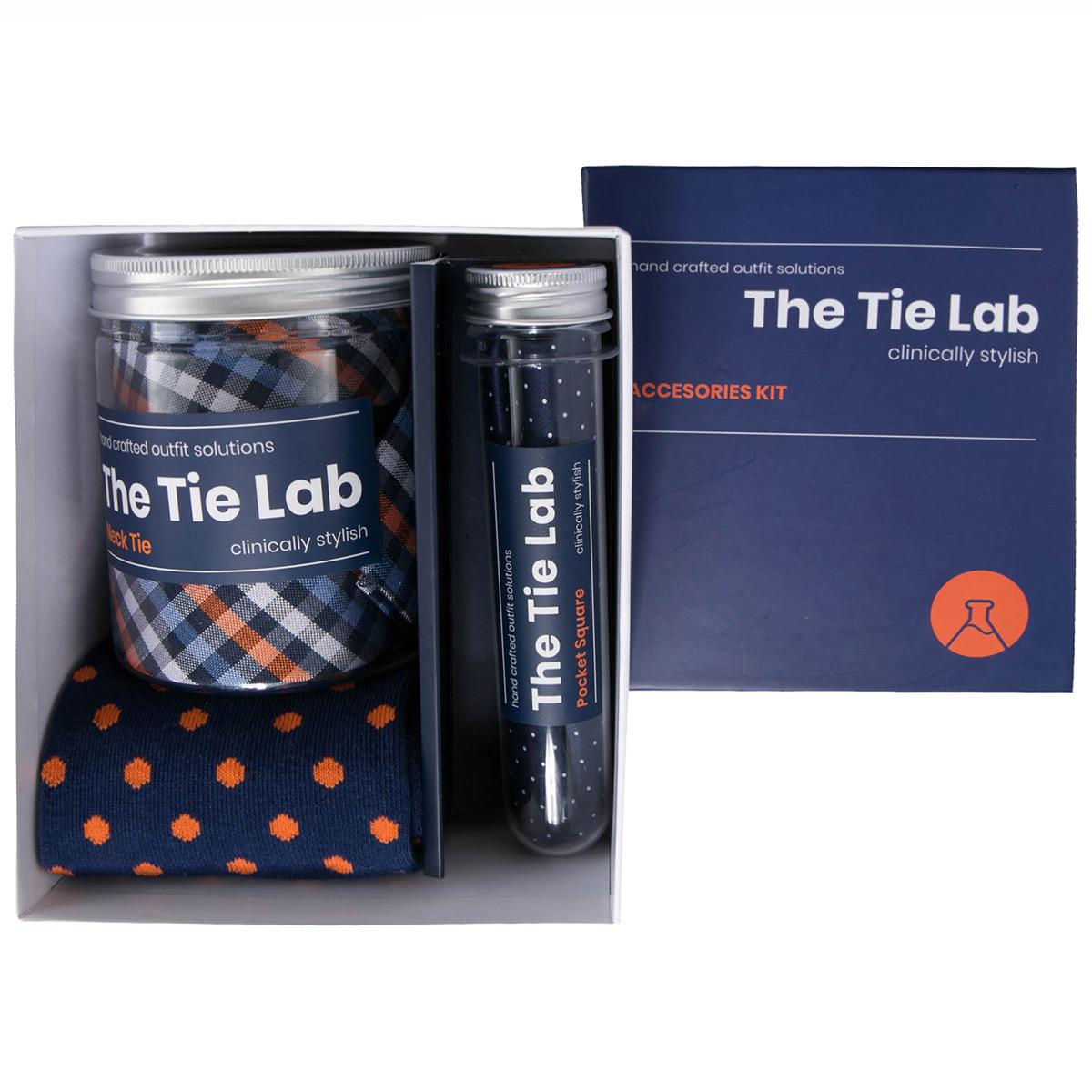 The Tie Lab Handcrafted Tie Gift Set Grey Green Check Tie
