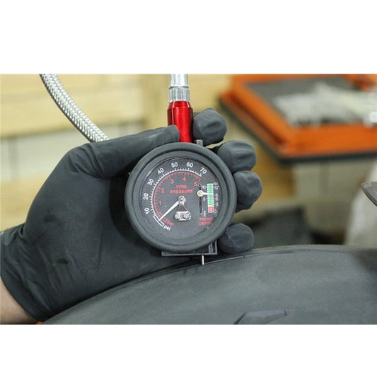 BIKESERVICE Tyre Pressure Dial Gauge Suits Motorbike BS80086