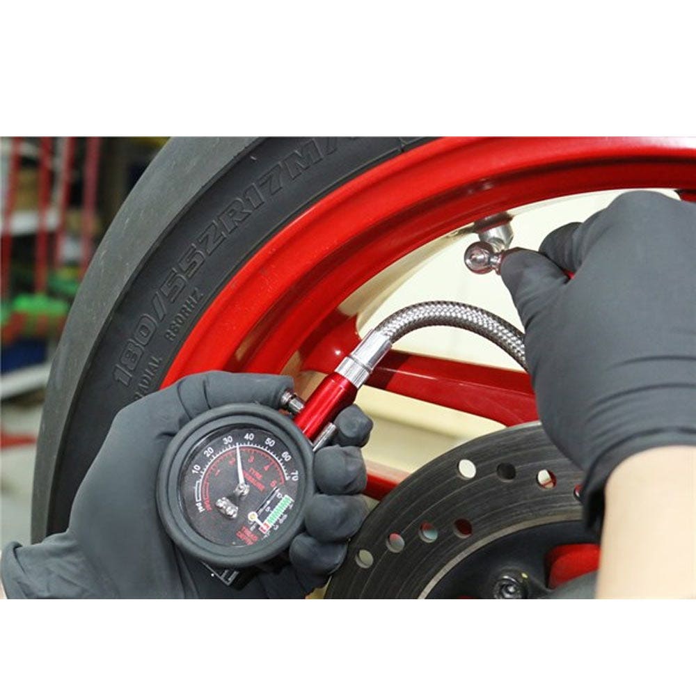 BIKESERVICE Tyre Pressure Dial Gauge Suits Motorbike BS80086