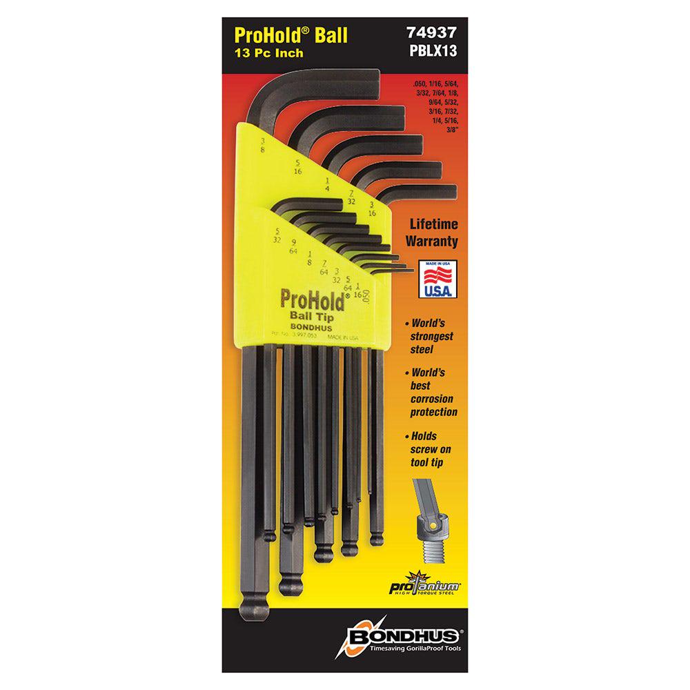 BONDHUS 13 Pce Pro-Hold Ball End L-Wrench 050-3 8 BD74937