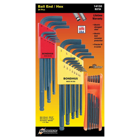 BONDHUS 34 Pce Ball End L-Wrench In Mm Foldup BD14130