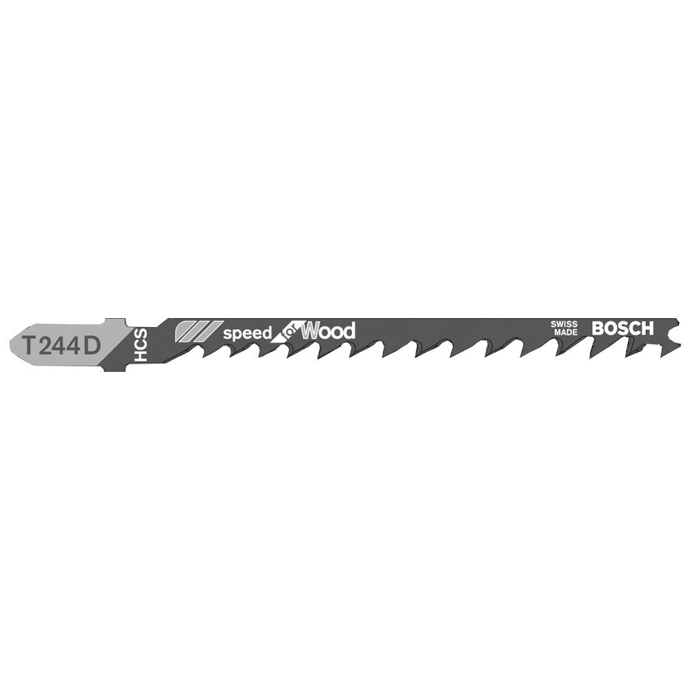 BOSCH 100mm T-Shank Jigsaw Blade for Wood T244D - 5 Piece