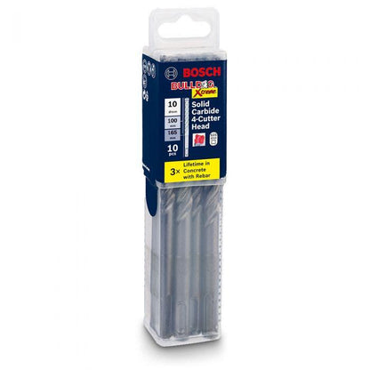 BOSCH 10.0 x 165mm 4-Cut SDS-Plus TCT Hammer Drill Bit - BULLDOG XTREME - 10 Piece
