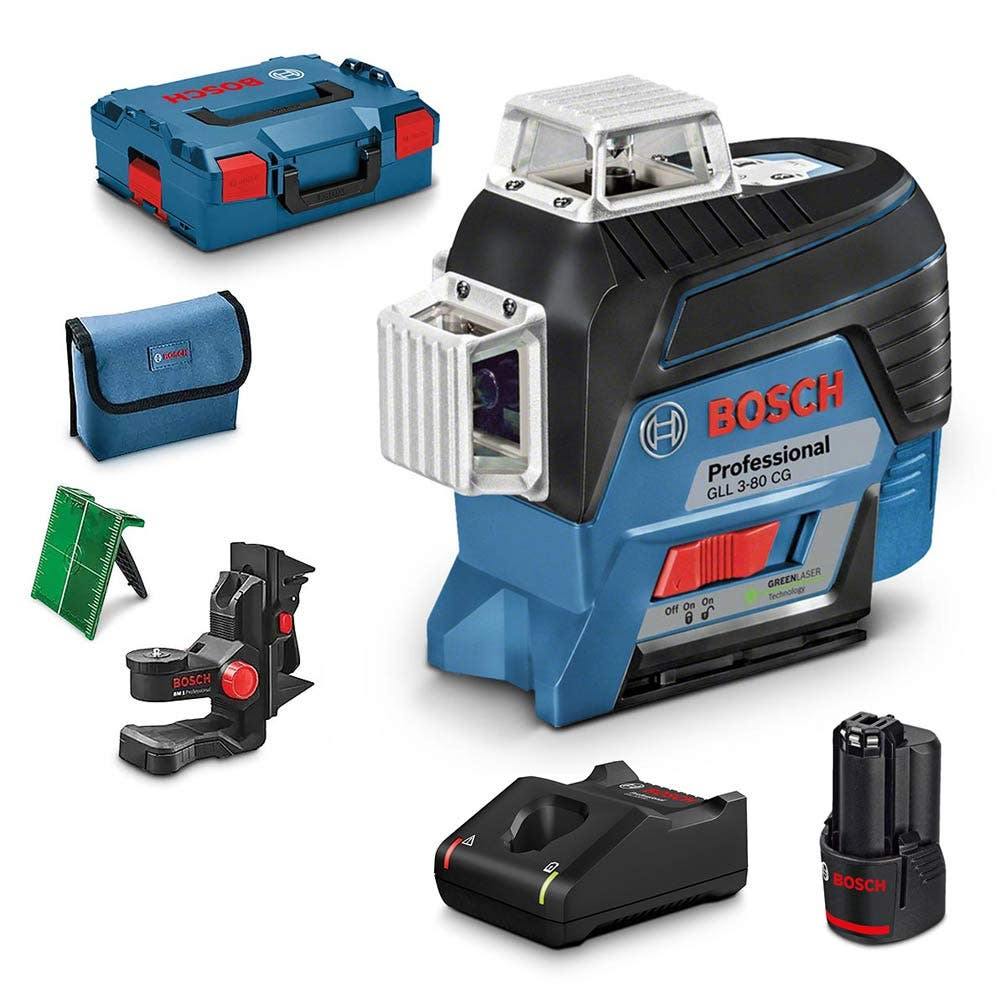 BOSCH 12V 3x360 degrees Green Multi-Line Laser Level Kit 06159940R1