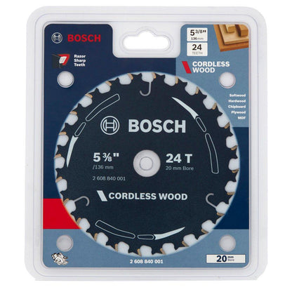BOSCH 136mm 24T TCT Circular Saw Blade for Wood Cutting - CORDLESS WOOD
