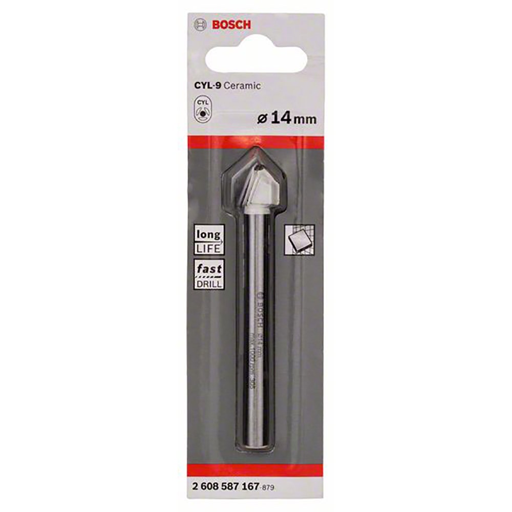 BOSCH 14.0 x 90mm TCT Glass and Tile Drill Bit - CYL-9 CERAMIC