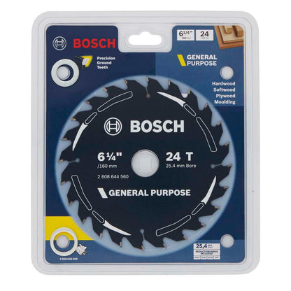 BOSCH 160mm 24T TCT Circular Saw Blade for Wood Cutting - GENERAL PURPOSE