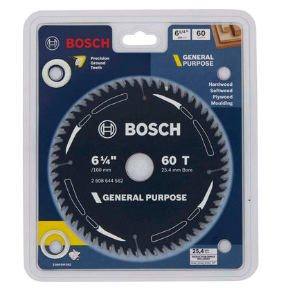 BOSCH 160mm 60T TCT Circular Saw Blade for Wood Cutting - GENERAL PURPOSE