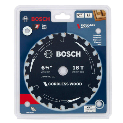 BOSCH 165mm 18T TCT Circular Saw Blade for Wood Cutting - CORDLESS WOOD