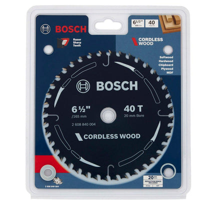 BOSCH 165mm 40T TCT Circular Saw Blade for Wood Cutting - CORDLESS WOOD