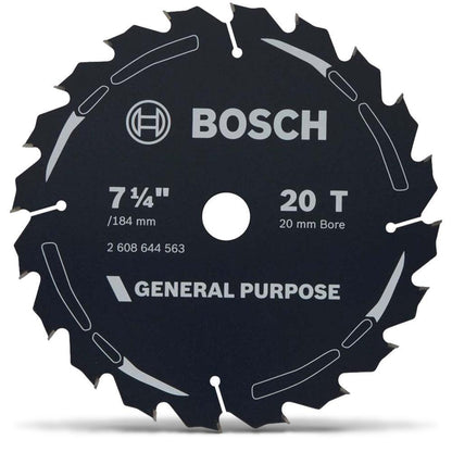 BOSCH 184mm 20T TCT Circular Saw Blade for Wood Cutting - GENERAL PURPOSE