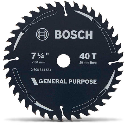 BOSCH 184mm 40T TCT Circular Saw Blade for Wood Cutting - GENERAL PURPOSE