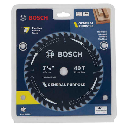 BOSCH 184mm 40T TCT Circular Saw Blade for Wood Cutting - GENERAL PURPOSE