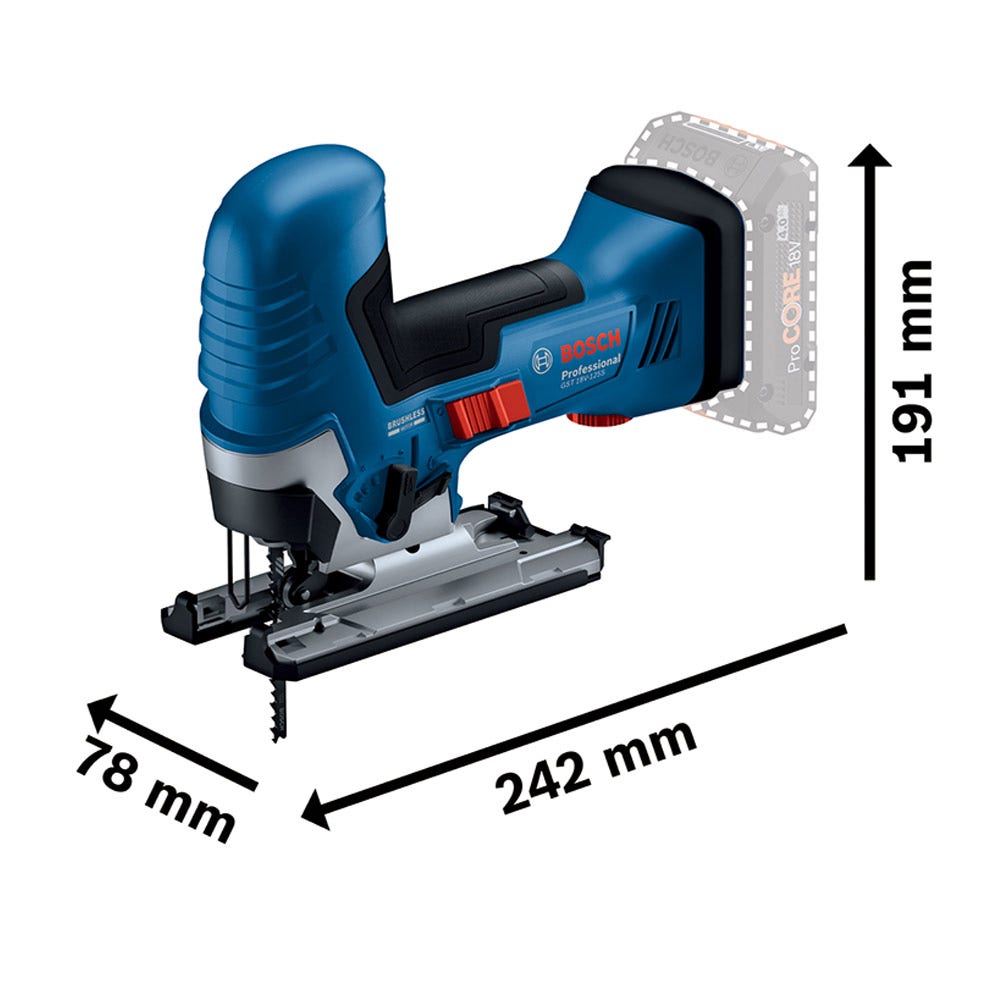 BOSCH 18V Brushless 3500RPM 26mm Jigsaw Skin GST18V-125S 06015B2040