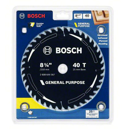 BOSCH 210mm 40T TCT Circular Saw Blade for Wood Cutting - GENERAL PURPOSE