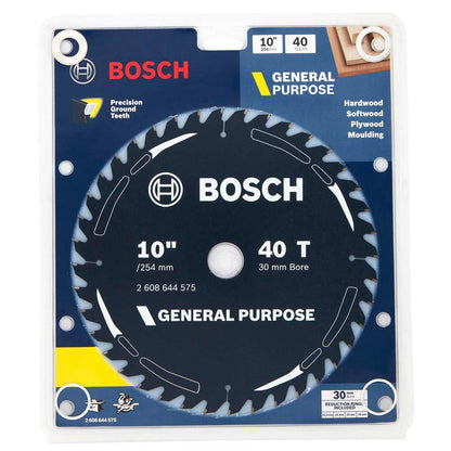 BOSCH 254mm 40T TCT Circular Saw Blade for Wood Cutting - GENERAL PURPOSE