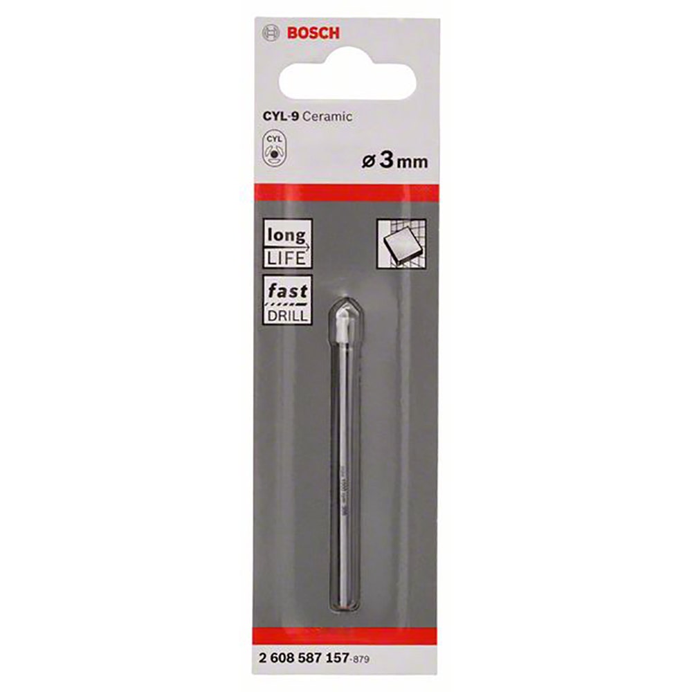 BOSCH 3.0 x 70mm TCT Glass and Tile Drill Bit - CYL-9 CERAMIC