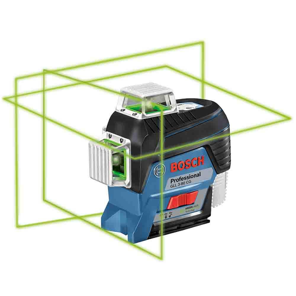 BOSCH 3 x 360 degrees Multi-Line Laser Level Green Beam with Bluetooth GLL3-80CG