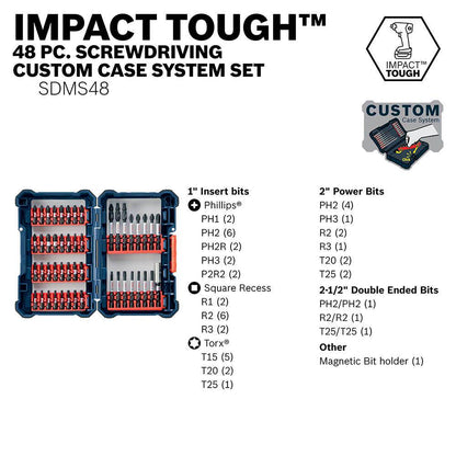 BOSCH 48 Piece Impact Screwdriver Bit Set - IMPACT TOUGH 2610045674