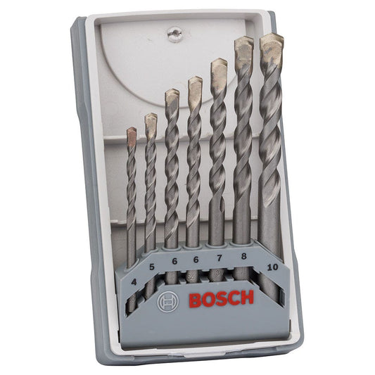 BOSCH 4-10mm Silver Percussion Masonry Drill Bit Set - 7 Piece 2607017082
