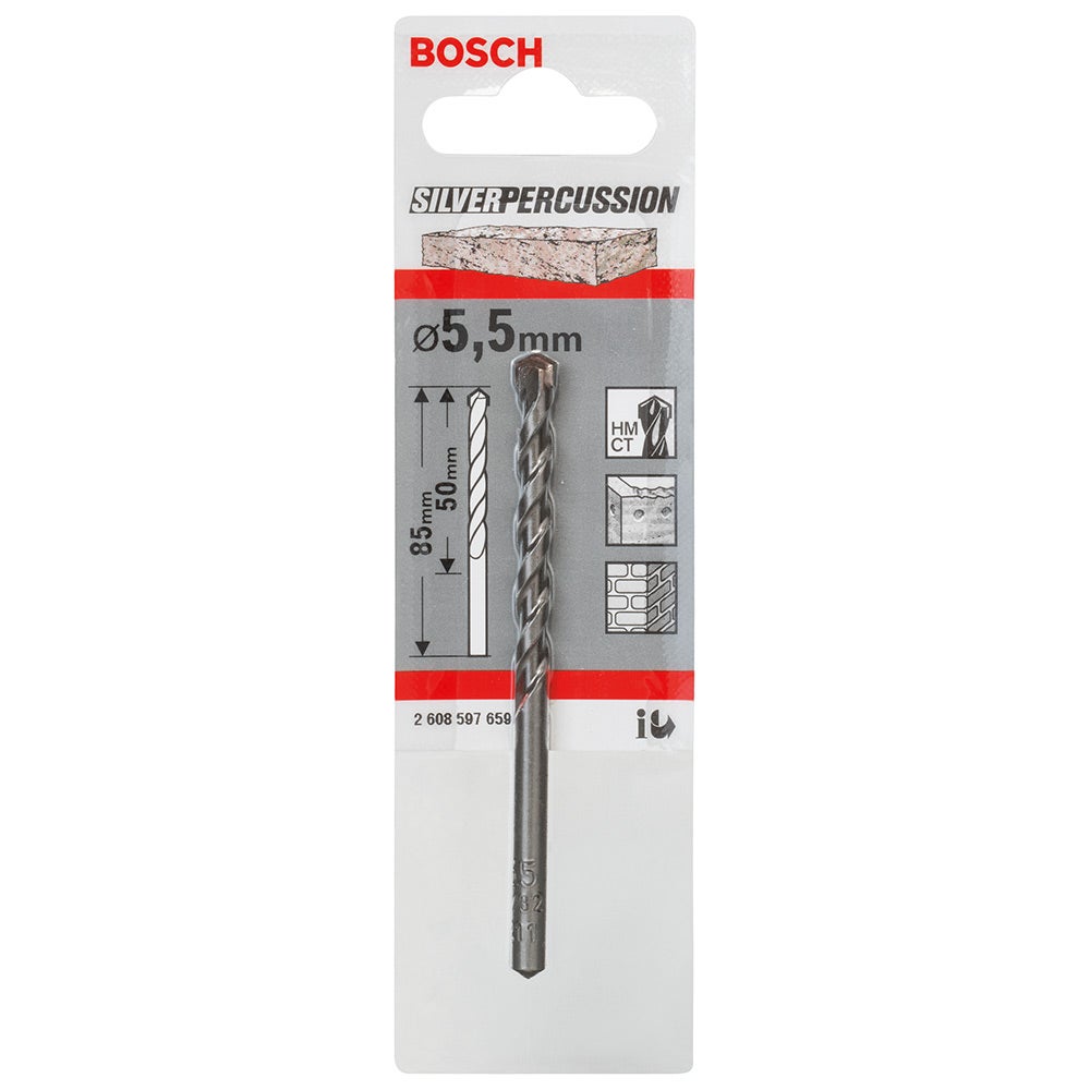 BOSCH 5.5 x 85mm Silver Percussion Masonry Drill Bit