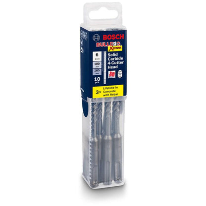 BOSCH 6.0 x 165mm 4-Cut SDS-Plus TCT Hammer Drill Bit - BULLDOG XTREME - 10 Piece