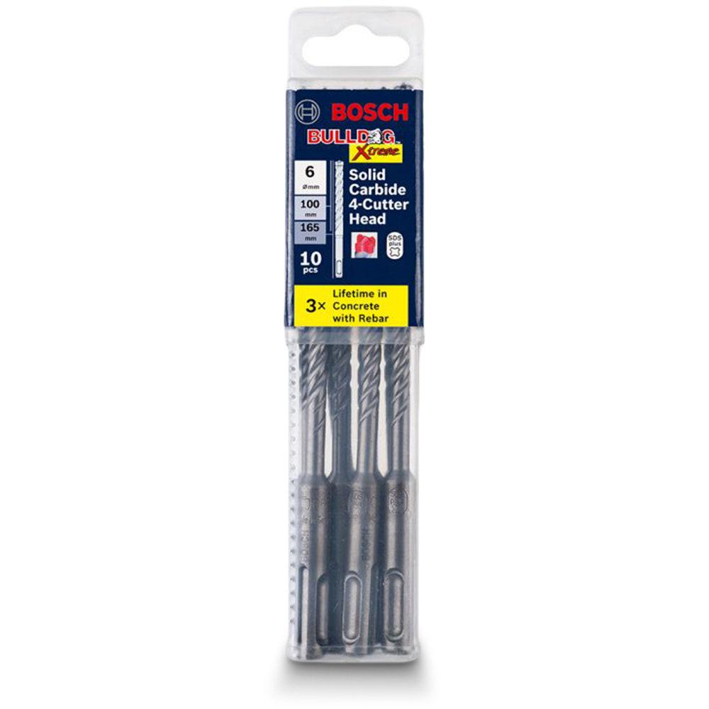 BOSCH 6.0 x 165mm 4-Cut SDS-Plus TCT Hammer Drill Bit - BULLDOG XTREME - 10 Piece