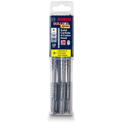 BOSCH 6.0 x 165mm 4-Cut SDS-Plus TCT Hammer Drill Bit - BULLDOG XTREME - 10 Piece