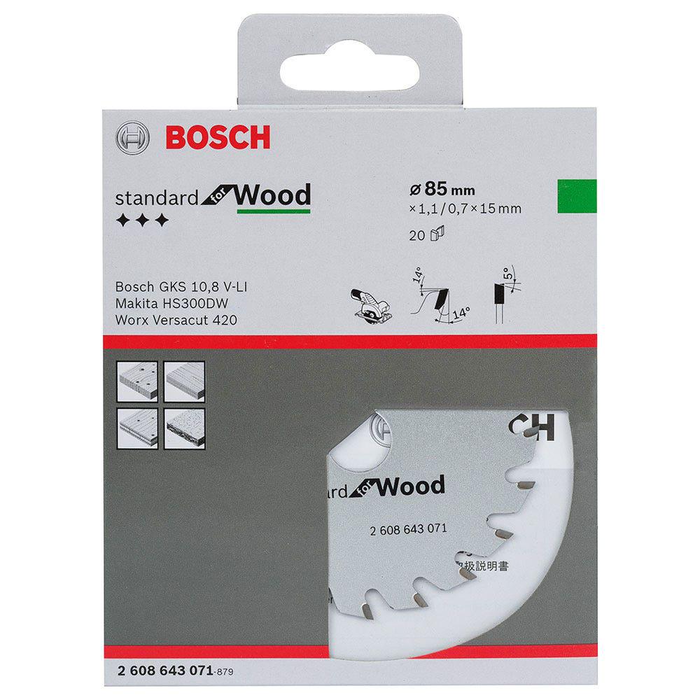 BOSCH 85mm 20T TCT Circular Saw Blade for Wood Cutting - STANDARD for WOOD