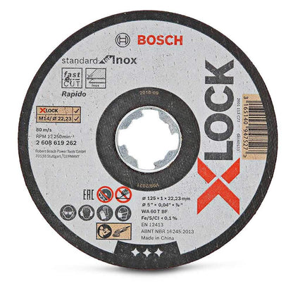 BOSCH X-LOCK 125 x 1.0mm Steel and Stainless Cut Off Disc - STANDARD for INOX