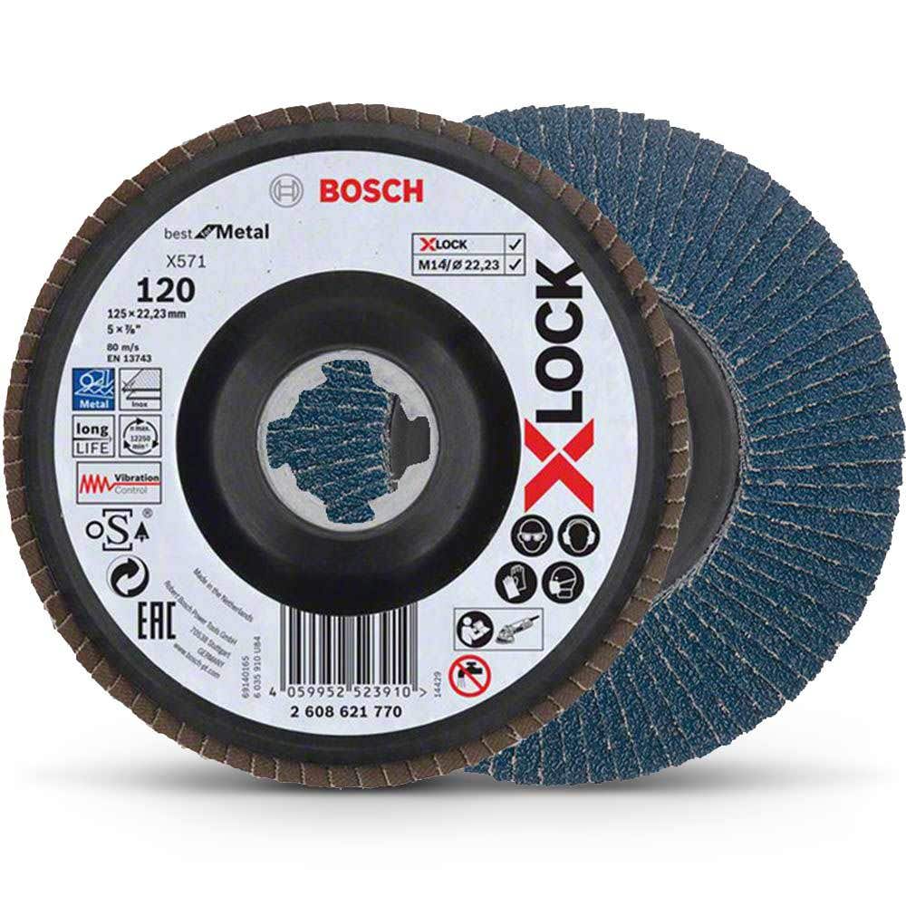 BOSCH X-LOCK 125mm 120-Grit Zirconia Angled Flap Disc - BEST for METAL