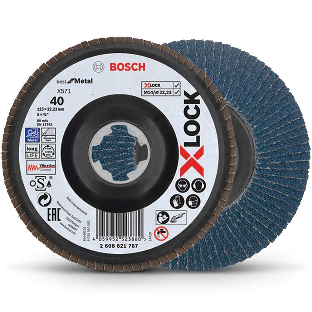 BOSCH X-LOCK 125mm 40-Grit Zirconia Angled Flap Disc - BEST for METAL