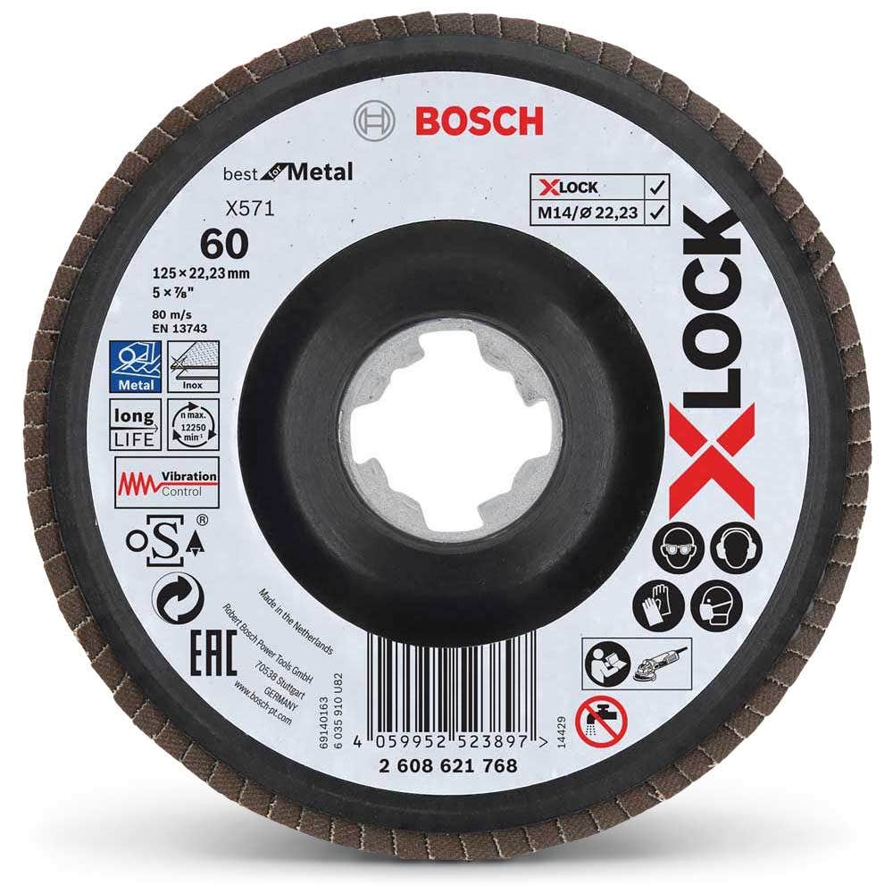 BOSCH X-LOCK 125mm 60-Grit Zirconia Angled Flap Disc - BEST for METAL
