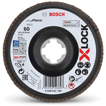 BOSCH X-LOCK 125mm 60-Grit Zirconia Angled Flap Disc - BEST for METAL