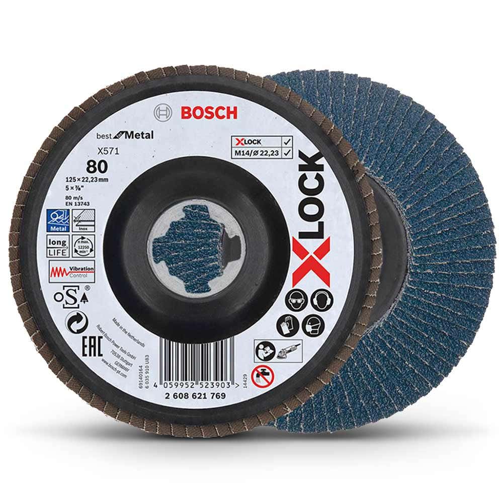 BOSCH X-LOCK 125mm 80-Grit Zirconia Angled Flap Disc - BEST for METAL 2608621769