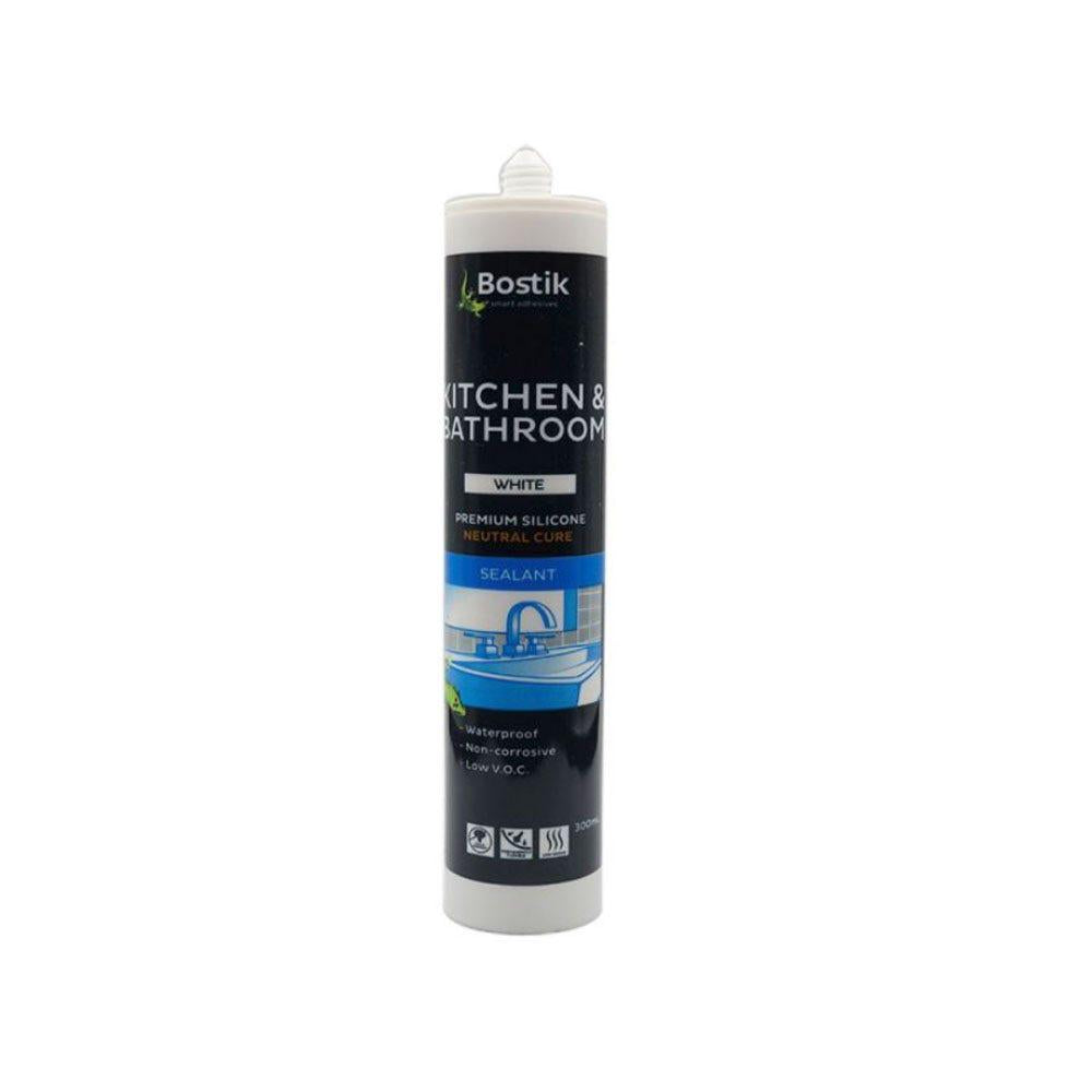 BOSTIK 300ml Kitchen and Bathroom NC Silicone Sealant - White 30840077