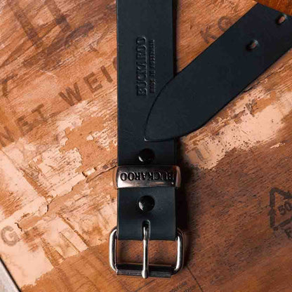 BUCKAROO 1 1 2 Wide Black Leather Uniform Belt KSB38