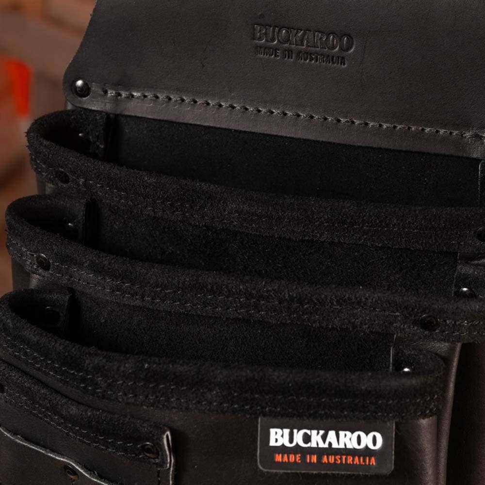 BUCKAROO Leather 3 Pocket Nailbag - Black NBS3B
