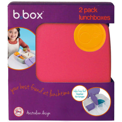 B.box Kids Lunch Box 2 Pack Strawberry Shake And Lilac Pop