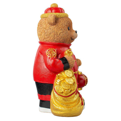 Bear Greeter with Lantern And Money Bag 48cm