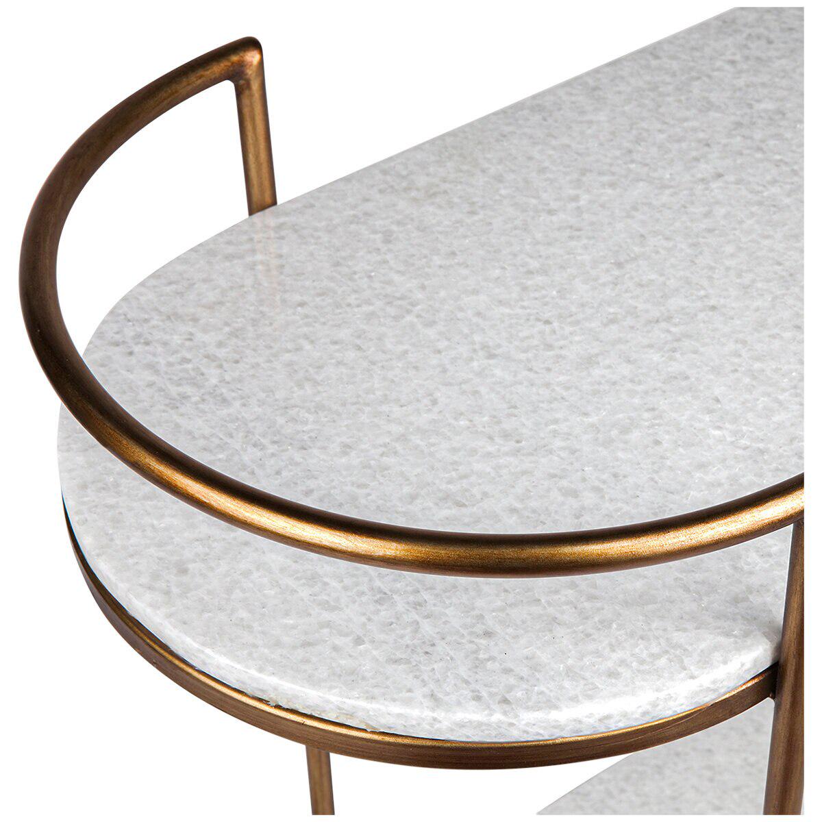 CAFE LIGHTING and LIVING Southside White Stone Bar Cart Antique Gold