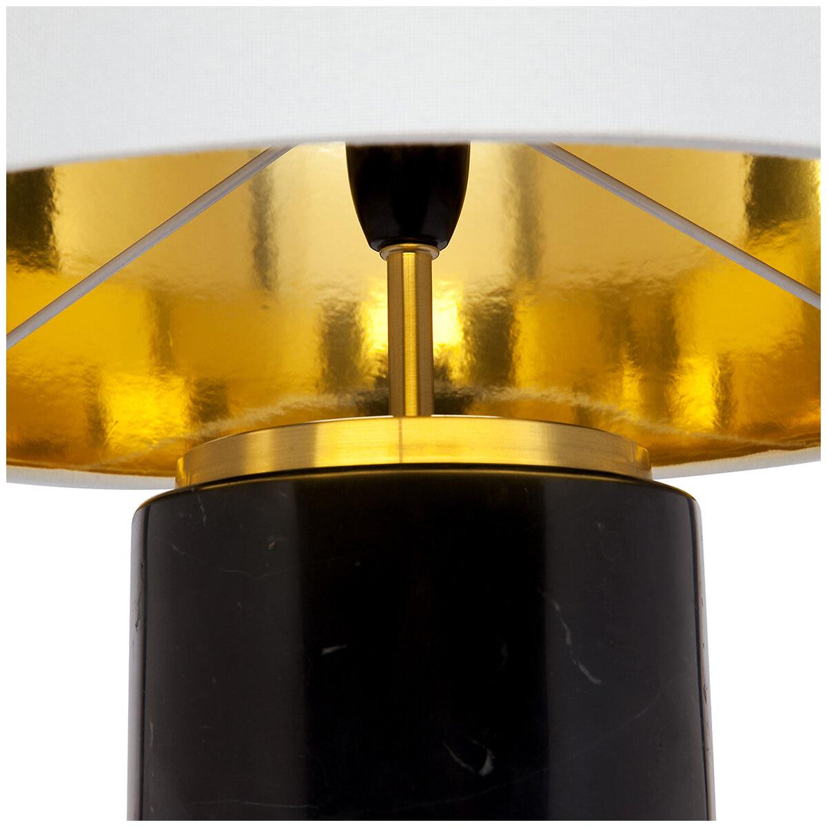 CAFE LIGHTING and LIVING Paola Marble Table Lamp with White Shade Black