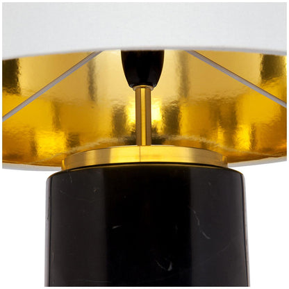 CAFE LIGHTING and LIVING Paola Marble Table Lamp with White Shade Black