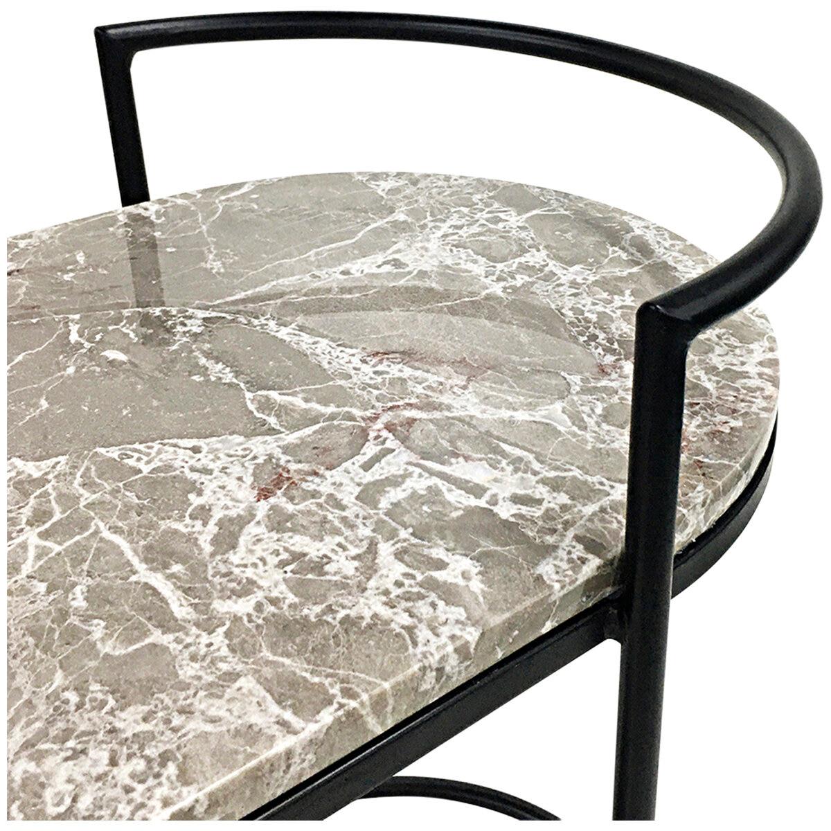 CAFE LIGHTING and LIVING Southside Grey Marble Bar Cart Black