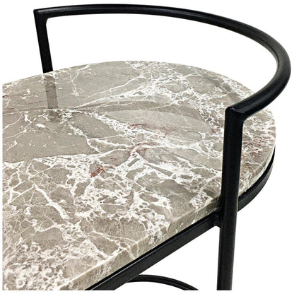 CAFE LIGHTING and LIVING Southside Grey Marble Bar Cart Black