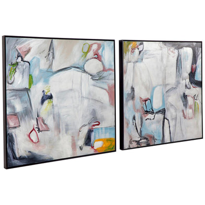 CAFE LIGHTING and LIVING Street Art Oil On Canvas Painting Set of 2 Black