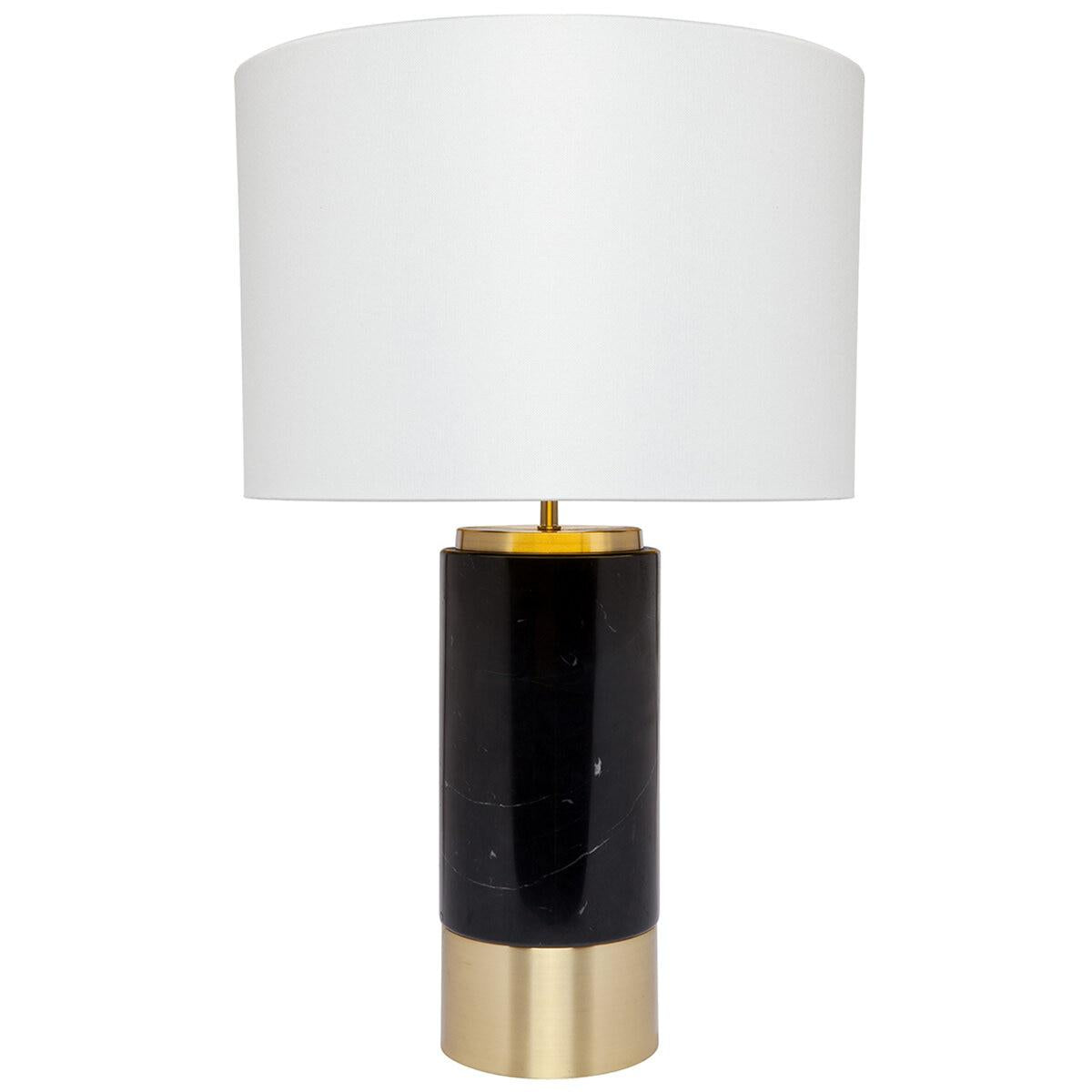 CAFE LIGHTING and LIVING Paola Marble Table Lamp with White Shade Black